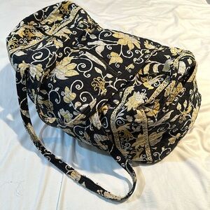 Vera Bradley XL Duffle Bag - Hannah Print: black, white & yellow.